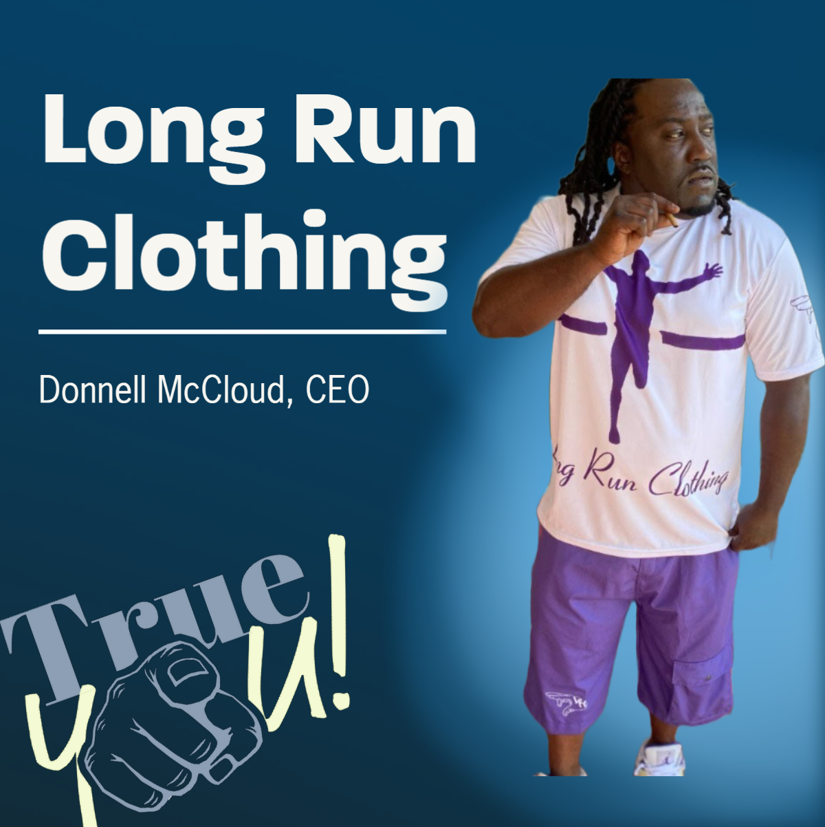 Donnell McCloud models Long Run Clothing